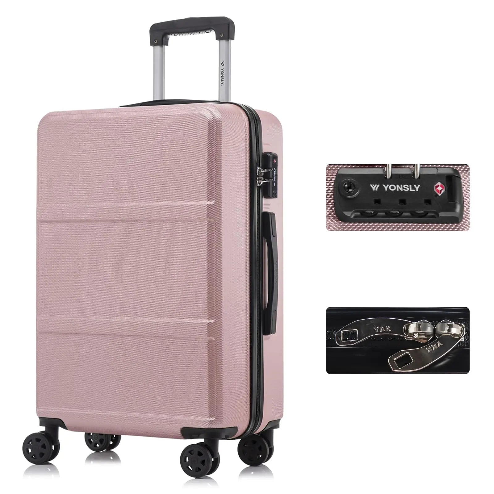 YONSLY Hartschalenkoffer 20/24/28 Zoll mit TSA-Schloss YKK-Reißverschluss 4 leise 360°-Rollen Netzfach Trolley Rollgepäck Handgepäck Koffer für Geschäftsreisen, Urlaube, Familienausflüge und Wochenendtrips