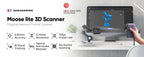 3DMakerpro Moose Lite 3D Scanner, NIR Light Source, 0.05mm Accuracy, 0.10mm Resolution, 24-bit Color Camera, 10fps Frame Rate, Anti-Shake Lenses, Compatible with Windows/MacOS - Luxury Version