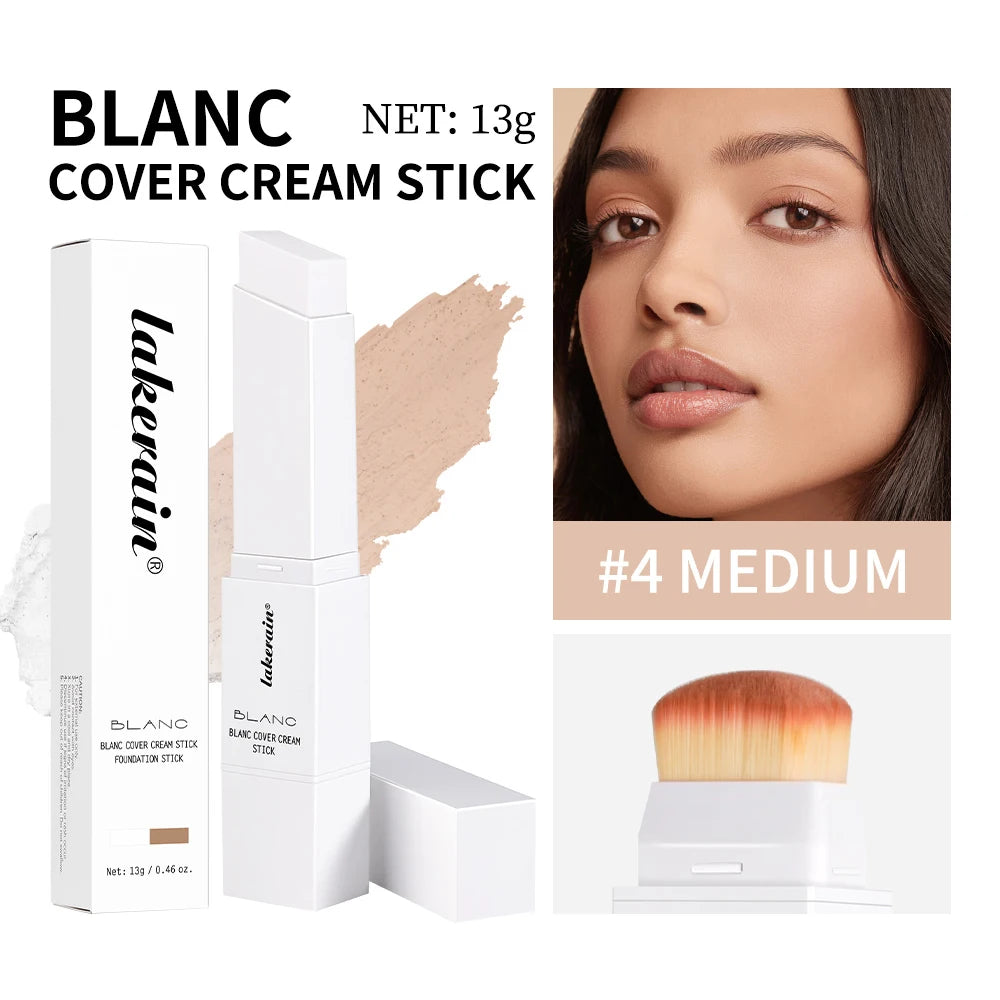 Foundation Stick Farbwechsel-Foundation mit abnehmbarem Pinsel Blanc Cover Cream Stick Farbwechselnde Basis Make-up mit hoher Deckkraft