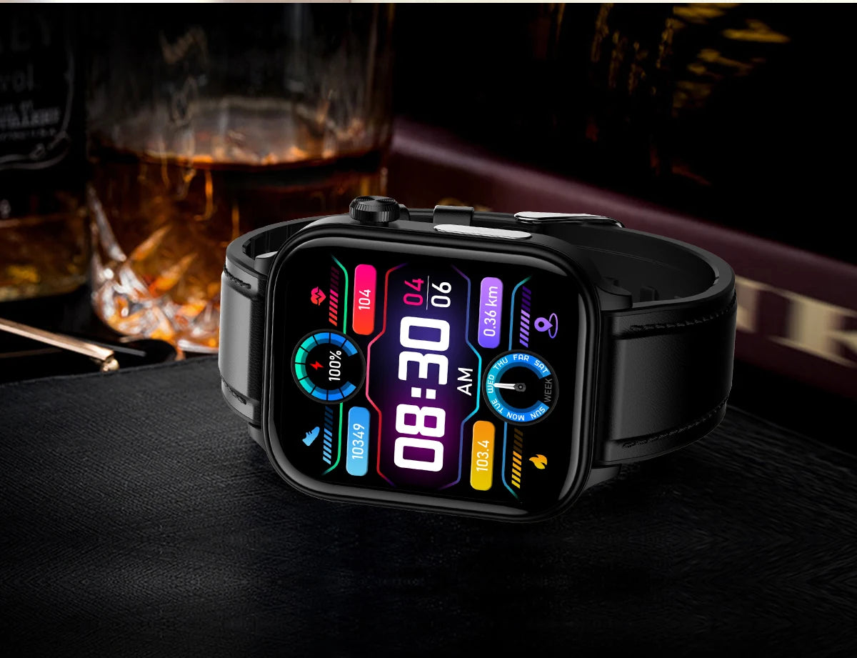 2025 Neue KI-Diagnose Blutfette Harnsäure Körperzusammensetzung Test Smartwatch für Herren EKG+PPG Bluetooth Anruf Gesundheits-Smartwatch