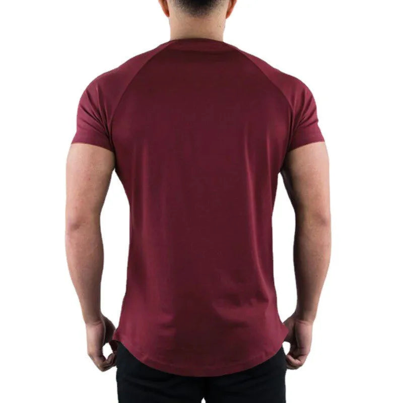 Herren Sommer Fitness Einfarbiges Gym T-Shirt Bekleidung Rundhals Kurzarm T-Shirt Baumwolle Slim Fit T-Shirt Bodybuilding Workout T-Shirts Oberteile