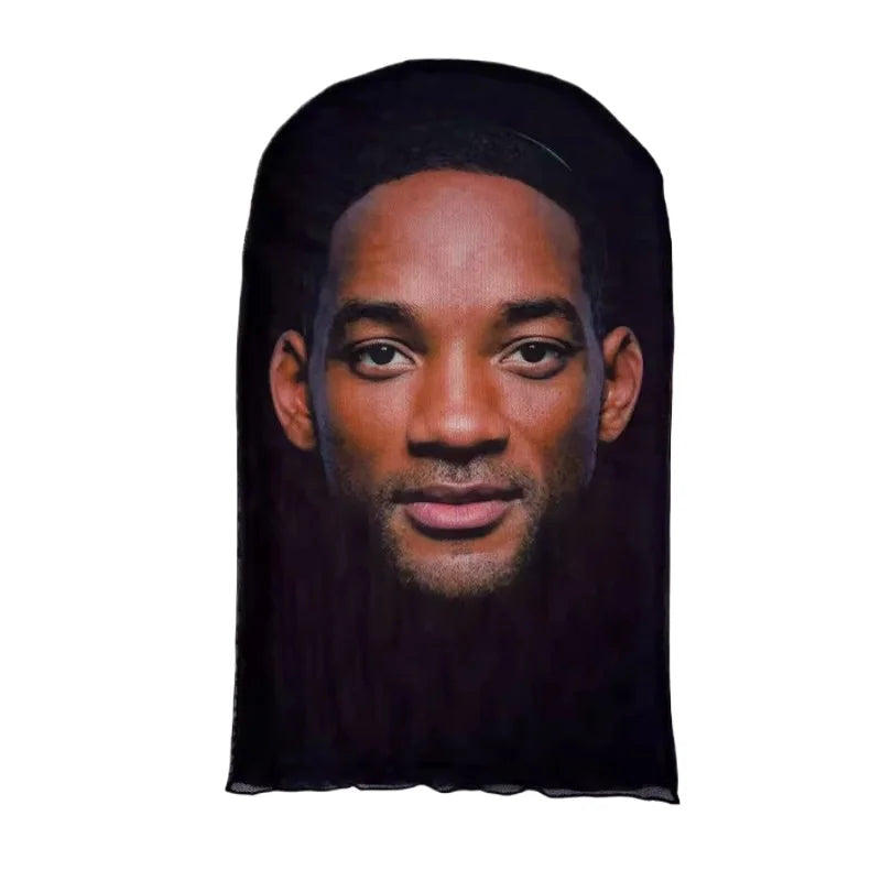 Cosplay 3D-gedruckte Kanye-Maske Stretch Mesh Vollgesichtsmaske Männer Frauen Rollenspiel Kopfbedeckung Halloween Maskerade Sturmhaube Kopfbedeckung