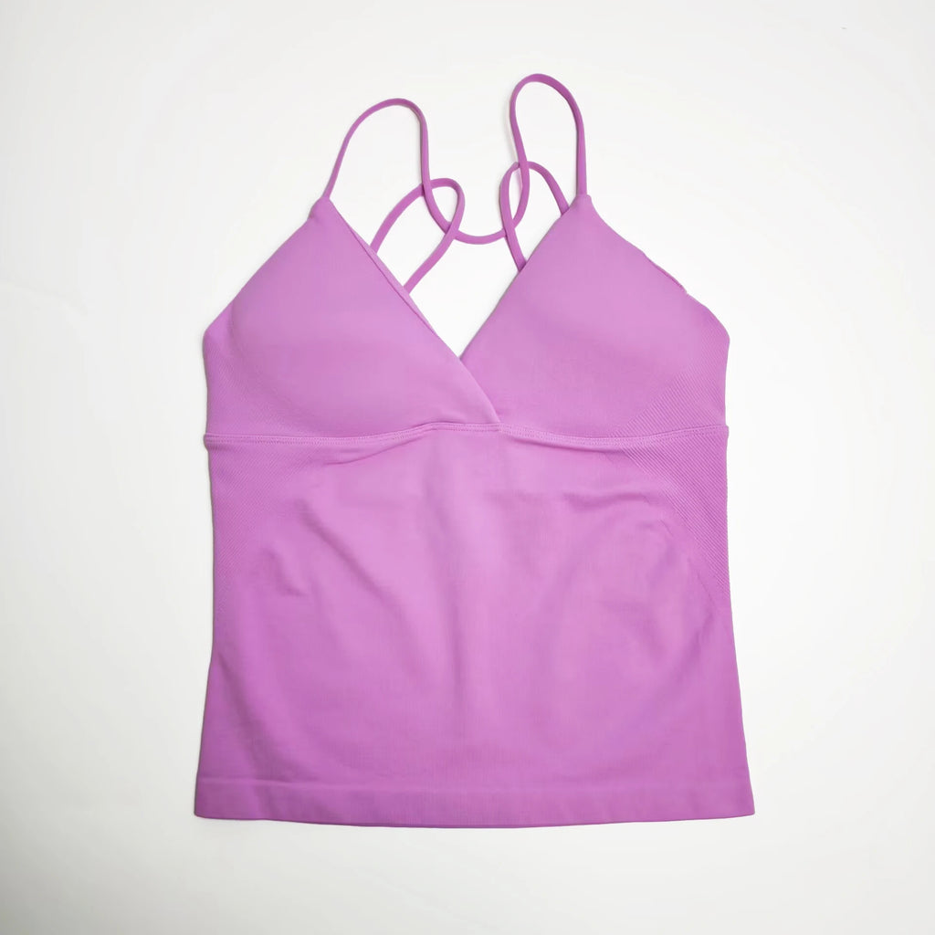 NCLAGEN Vision Twist Front Longline Top Women's Seamless Thin Straps Yoga Gym Workout Vest Running Tank Tops Fitness Clothing