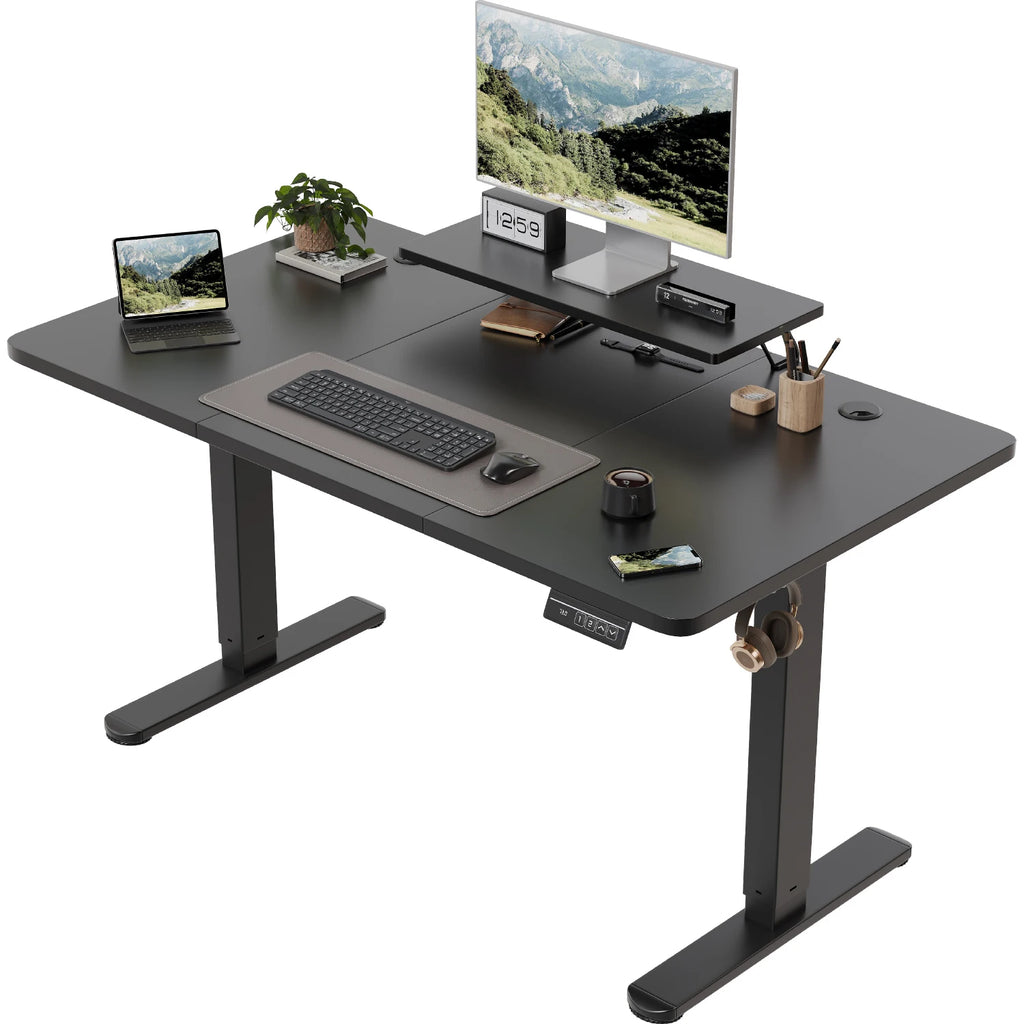 Devoko elektrischer höhenverstellbarer Schreibtisch 120 × 60 cm mit Monitorständer Ergonomischer Sitz-Steh-Schreibtisch (Weiß)