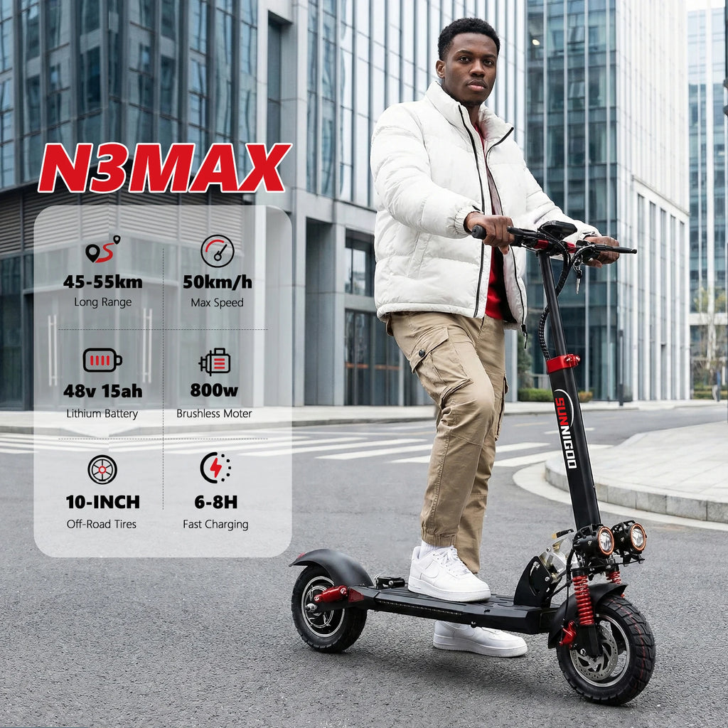 Electric Scooter 800W Motor 48V13AH Battery Send Removable Seat E-Scooter Adult 10" Tire City Commuter All-Terrain Fold Scooters