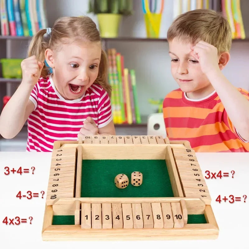 Holzwürfel-Brettspiel Shut The Box für 4 Spieler Klappen & Würfel Spiel Eltern-Kind Interaktion Familienunterhaltung Zweitbild