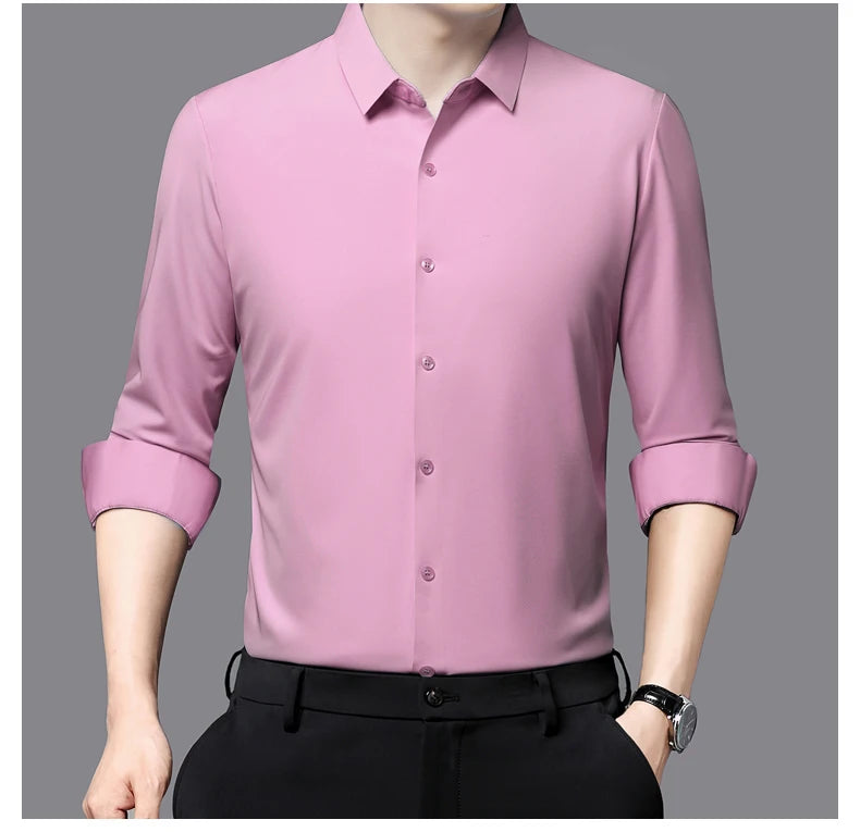 Premium Herren Ultra-Stretch Hemd – Hochwertiges seidiges Business Hemd mit langen Ärmeln für den Business- und Freizeitbereich