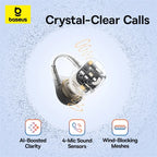 Baseus BC1 Ear-Clip-Ohrhörer Open-Ear Drahtlose Kopfhörer Bluetooth 6.0 Clip-On Sport-Kopfhörer 4 Mikrofone Super Bass IP55 Ohrstöpsel
