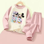 DISNEY Herbst und Winter Mädchen Bequemes Weiches Schlafanzug-Set Kinder Freizeit-Hauskleidung-Set Minnie-Druck Kinder Pyjamas 0-10 Jahre