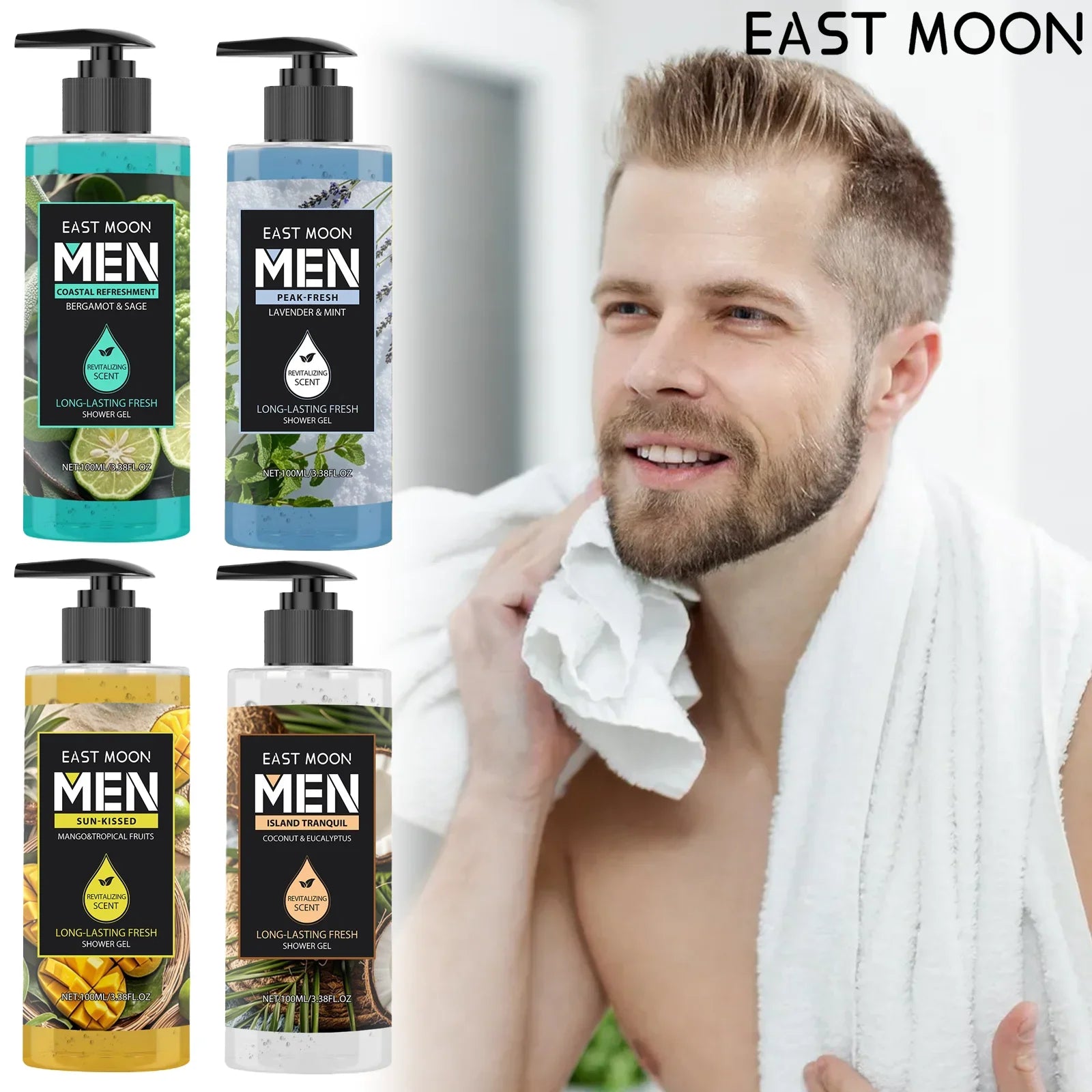 Herren Eukalyptus-Kokosnuss Duschgel Tiefenreinigung Erfrischender Duft Langanhaltend Geruchskontrolle 100ml Hauptbild