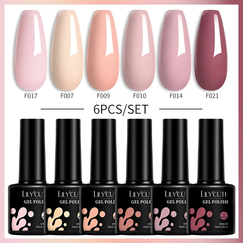 LILYCUTE 6PCS Gel-Nagellack-Set Sommer Neon Nagellack-Gel-Kits für DIY Nagel Semi-Permanenter UV-Lampe Gellack Nagellack-Set