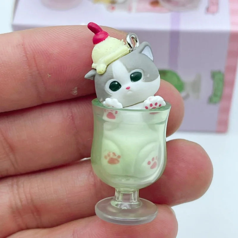 Auf Lager, neu: Mofusand Katze Pudding Kaltgetränk Anhänger Minifiguren Blind Box Anime Figuren Ornamente Puppen Geburtstags- und Weihnachtsgeschenke Spielzeug