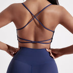 Solid Color underwear Cross Back Women Fitness Sports Bra Top Yoga Comprehensive Training Jog Chest Pad Spaghetti Strap Beauty