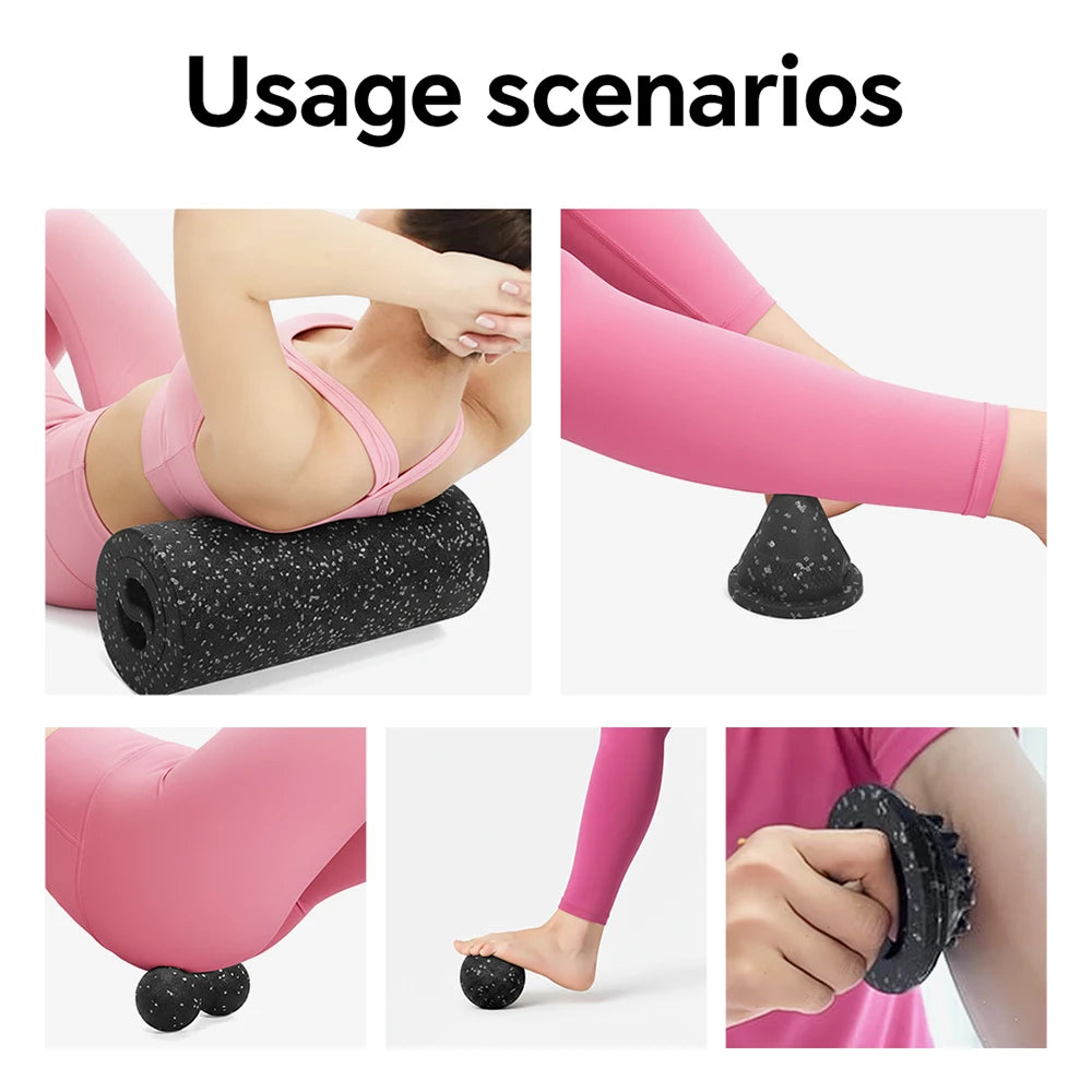 5-in-1 Faszienrollen-Set zur Muskelregeneration – Vibrations-Schaumstoffrolle & Erdnuss-Massageball für Rücken, Nacken, Beine und Yoga-Workouts