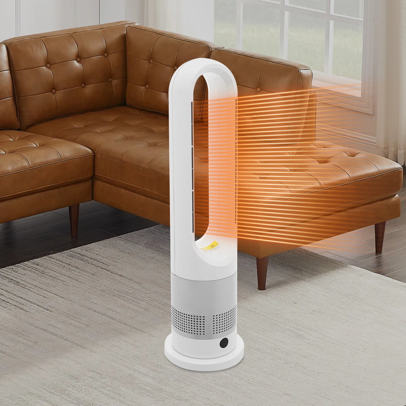 Blattloser Ventilator zum Kühlen und Heizen 220 V mit Timer, Fernbedienung, 8 Windstärken, leise, für Zuhause, Klimaanlage, Heizung, LED-Anzeige