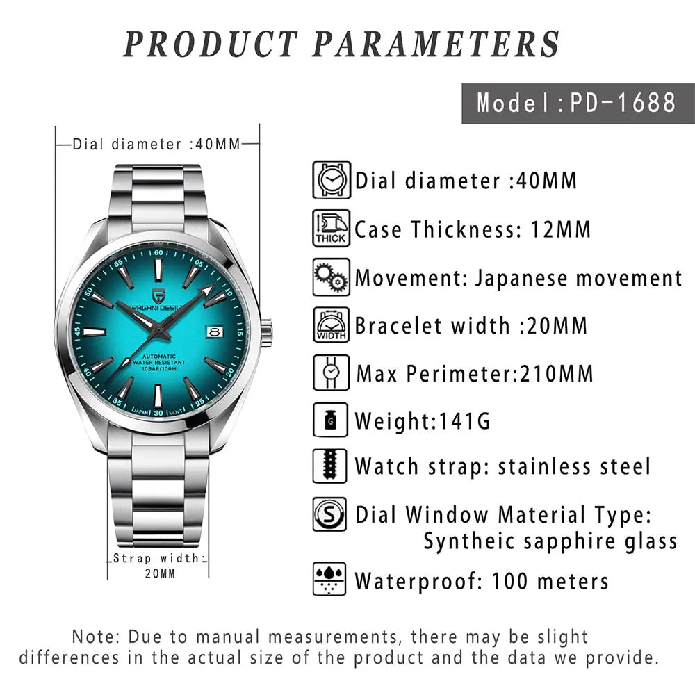 PAGANI DESIGN 40MM Herrenuhr Luxus-Automatikuhr für Herren Mechanische Armbanduhr Edelstahl Leuchtende Business-Uhren 2026