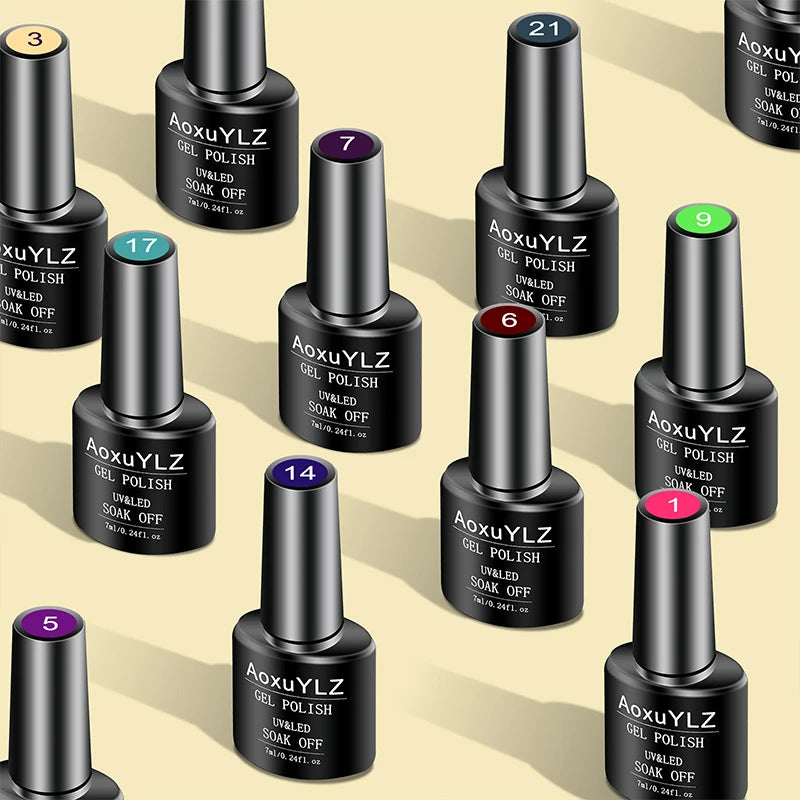 28tlg./Set Gel-Nagellack-Set Glasflasche Soak Off UV-Gel-Lack Rot Rosa Bunter Gel-Nagellack Matt Top Base Coat Nagelgel-Kit
