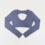 Neue Sommer Damen Rückenloses Langarm Yoga-Top Atmungsaktive weiche Sportbekleidung für Fitness-Training Bequeme Fitnesskleidung für Frauen