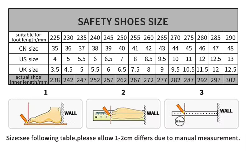 Sicherheitsschuhe Herren mit Stahlkappe Anti-Smash Arbeitsschuhe Sneaker Leicht Stichschutz Unzerstörbare Schuhe Dropshipping