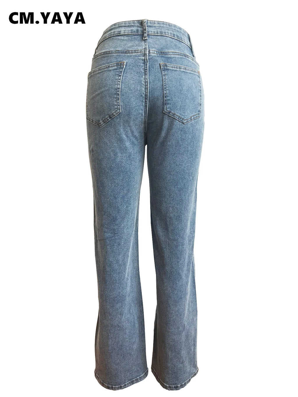 CM.YAYA Damen Vintage Cutout Hollow Out Criss Cross Gerade Denim Hose 2024 Mode INS High Waist Weite Beine Jeans Hose