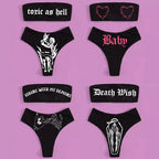 Gothic Bikini 2025 Damen Skelett Tube Top BH Triangel-Höschen Split Badeanzug Unterwäsche Y2K Bikinis Punk Bademode