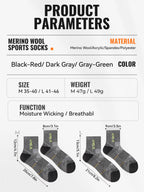 WRELS 1/2/3 Paar Merinowollsocken Wander-Laufsocken Atmungsaktiv Gepolstert Schweißableitend Warm Thermisch Kompressions-Wollsocken