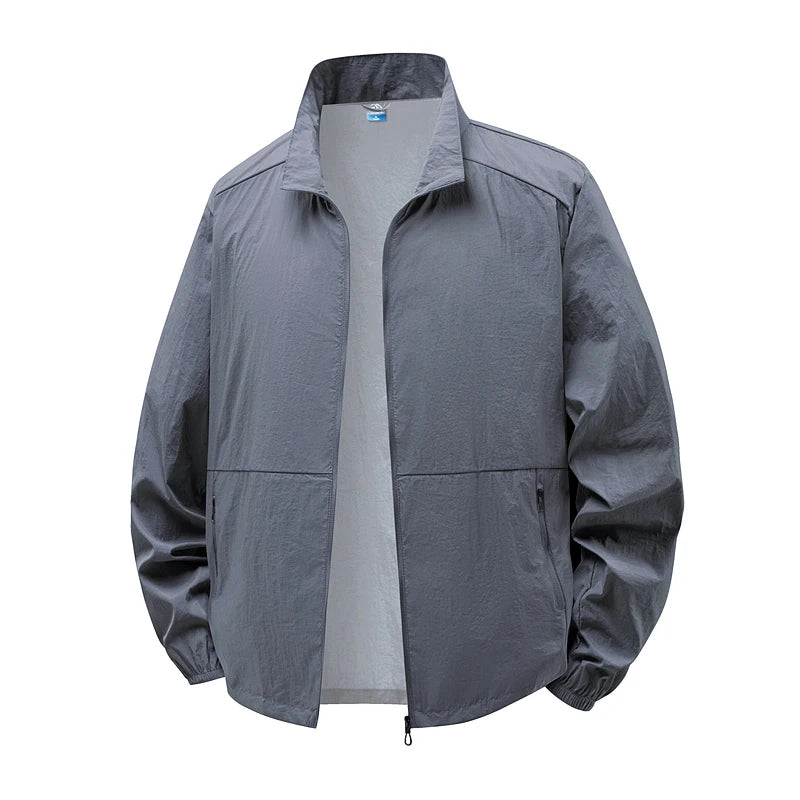 Men's Sun Protection Jacket Ultrathin Windbreaker Summer Outdoor UV Jacket Loose Stand Collar Oversized Sunscreen Coat Fishing