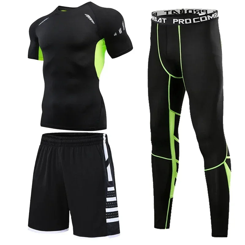 Herren Lauf-Trainingsanzug Fitness Sportbekleidungs-Set Kompressions-Leggings Sportkleidung Gym Enganliegende Jogginghose Rash Guard Lycra
