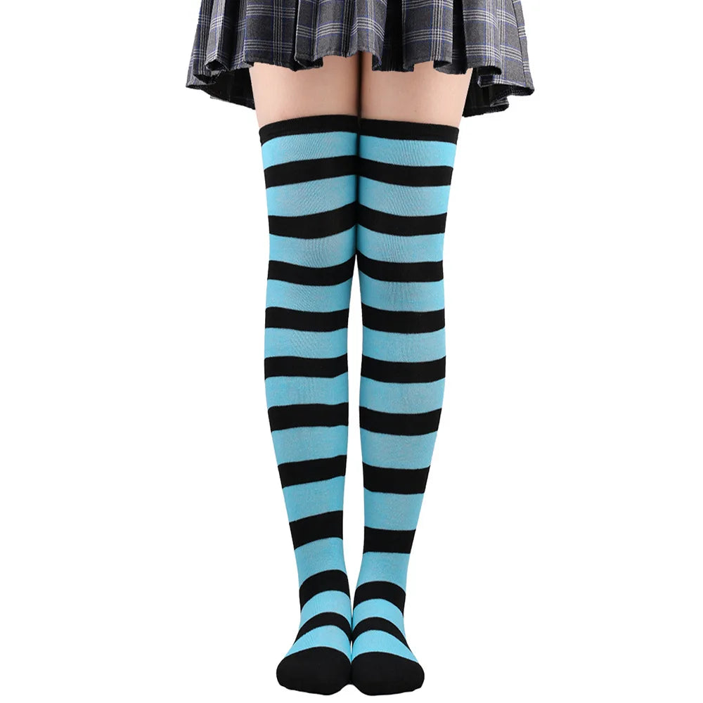 Farbige gestreifte Strümpfe Japanische Overknee-Socken Mode Frauen Warmhalten Socken Sexy Schlanke Lange Socken Strumpfwaren JK Cosplay Lolita Y2k