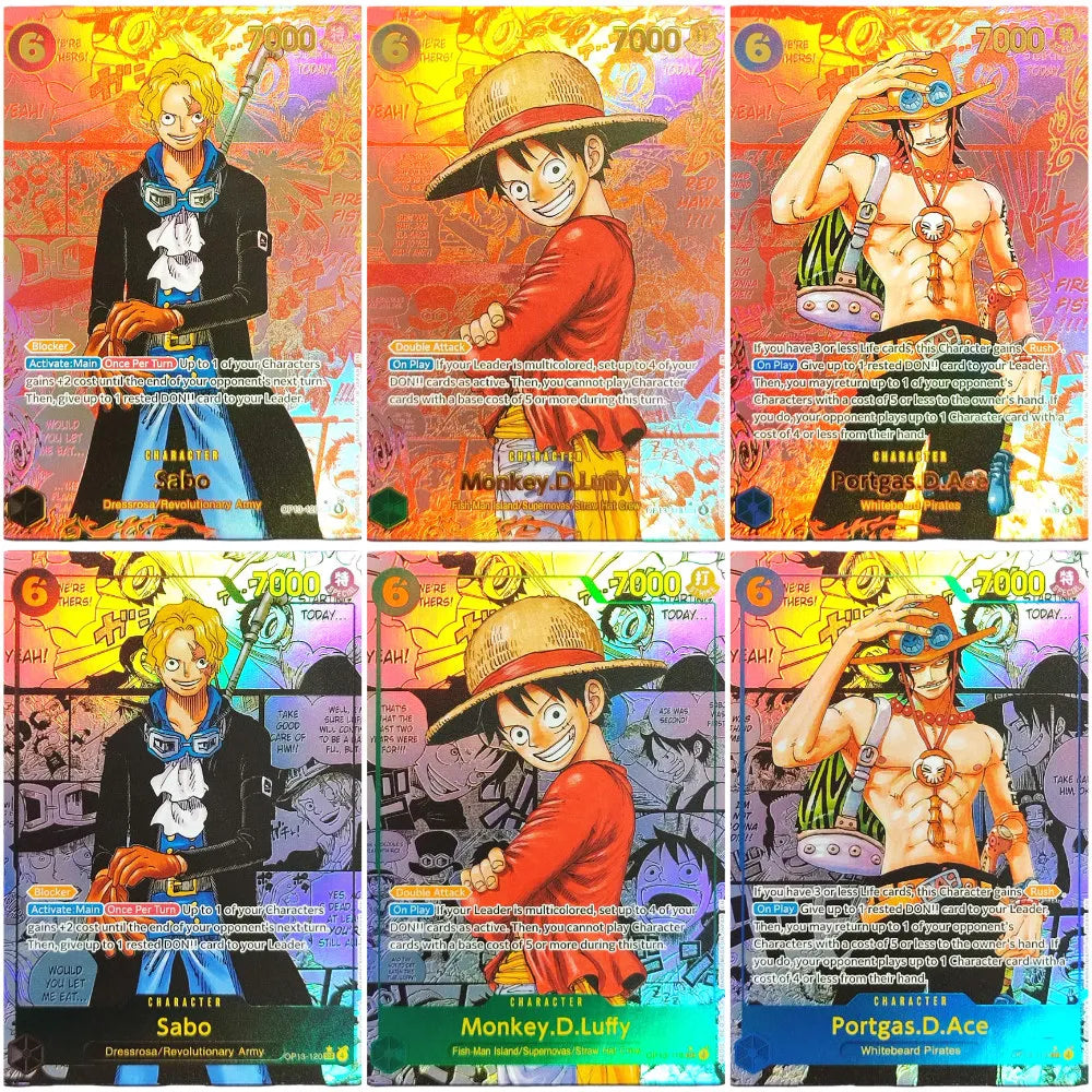 28 Stil DIY ONE PIECE CARD Game Luffy Sanji ACE Zoro Shanks Nami Teach Sabo Manga Alt Art SEC Englische Sammlung Anime Karten