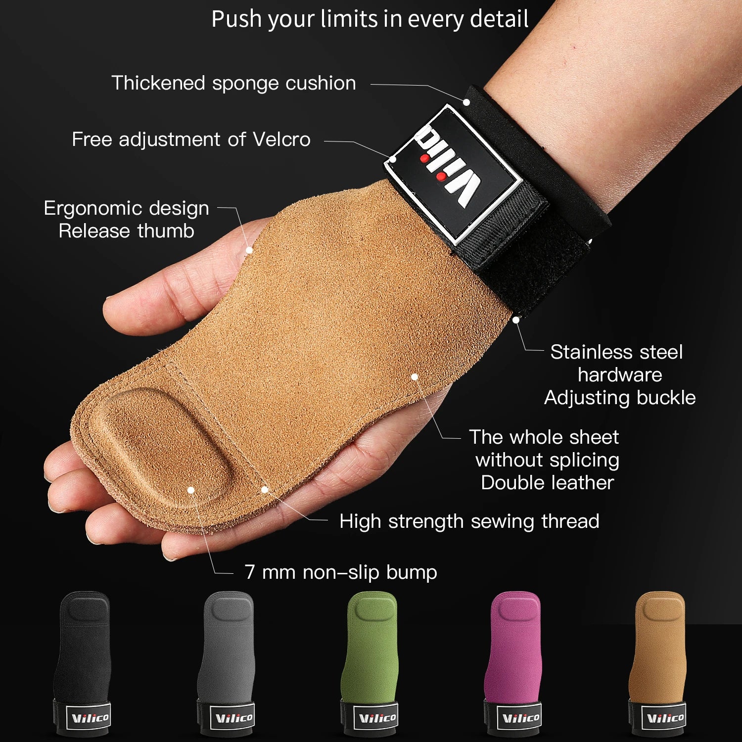 2Pcs Gym Gloves Fitness Hand Palm Protection Equipment Anti Slip Wear-resistant Wrist Protection Hard Pull Grip Strength Gloves Hauptbild