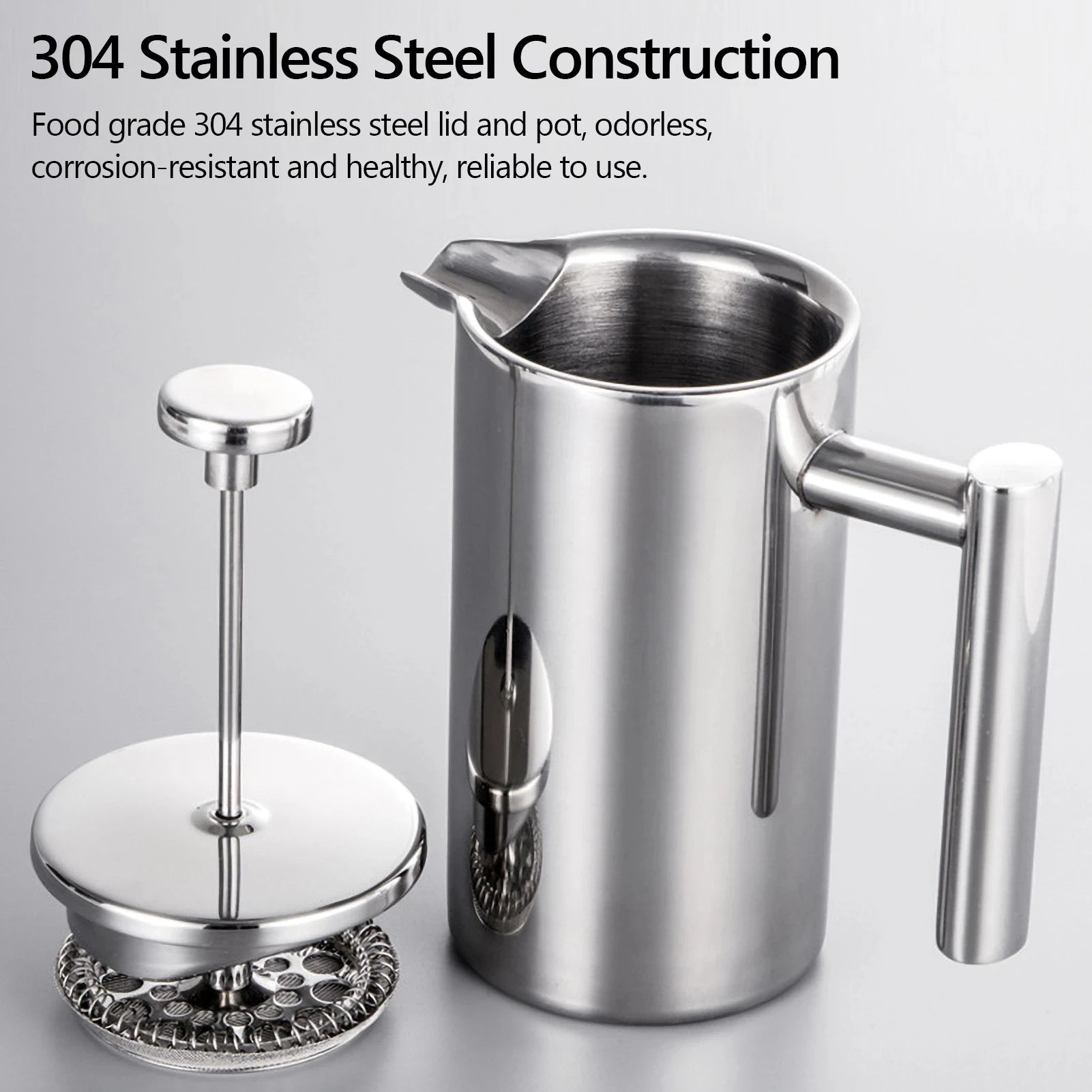 1.5L Coffee Maker French Press Stainless Steel Espresso Coffee Machine French Press Double-Wall Insulated Coffee Tea Maker Pot
