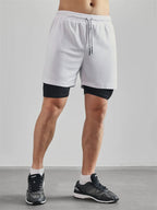 Herren-2-in-1-Lauf-Workout-Shorts mit Druck, Christian Gym Athletic Performance Shorts mit Handytasche und Handtuchschlaufe, Activewear
