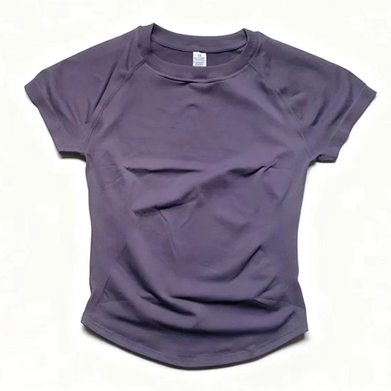 Kurzarm Gym-Top Damen Kleidung Yoga-Top Nahtloses Sportshirt Leichtes Fitness-Workout-Shirt Sport-Tops Active Wear Femme