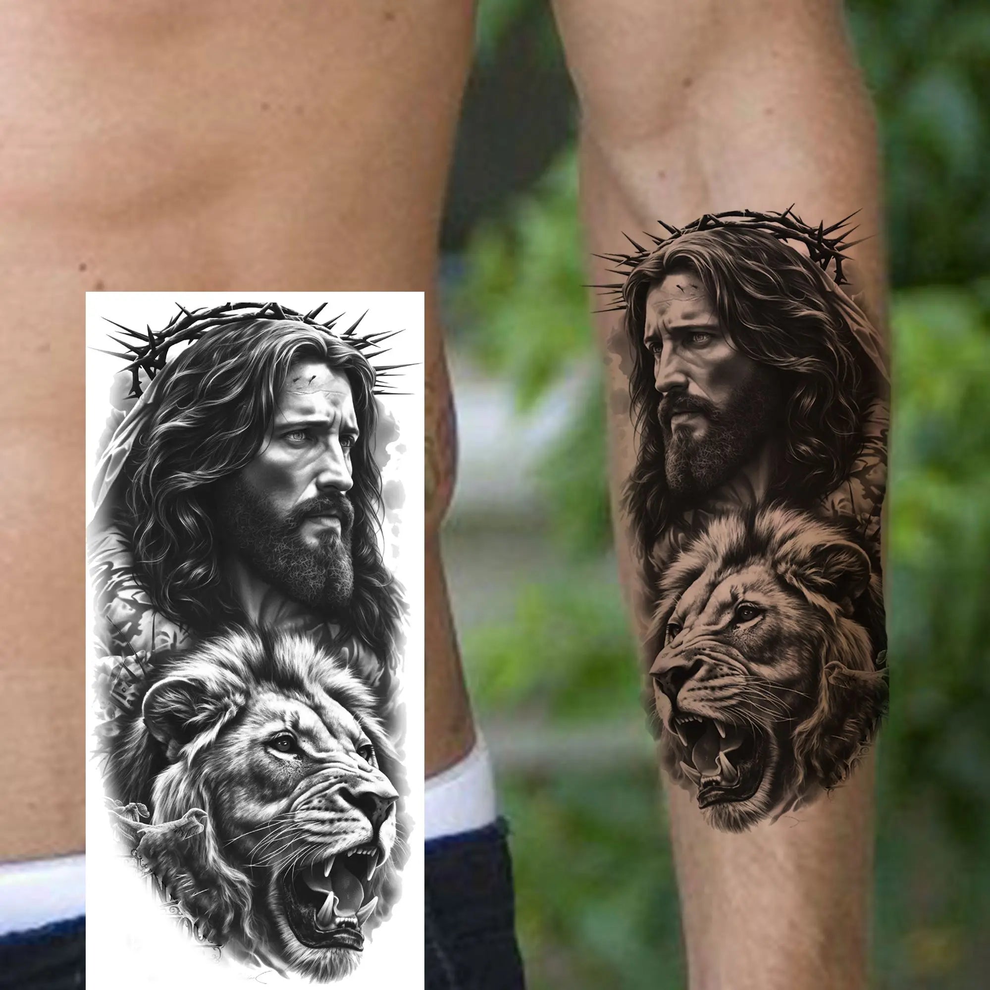 1 Sheet Realistic Jesus Holy Mother Pray Temporary Tattoos For Men Women Adults Long Lasting Waterproof Temp Fake Tattoo Sticker