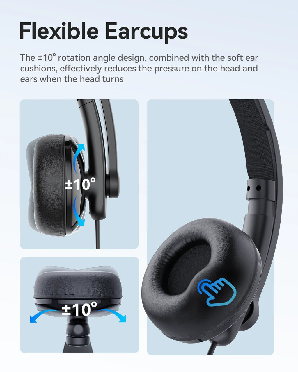 EMEET Kabelgebundenes Headset mit Mikrofon, Callcenter USB-Kopfhörer, ENC-Geräuschunterdrückung, Office-Kabel-Kopfhörer für Telefon/PC-Computer