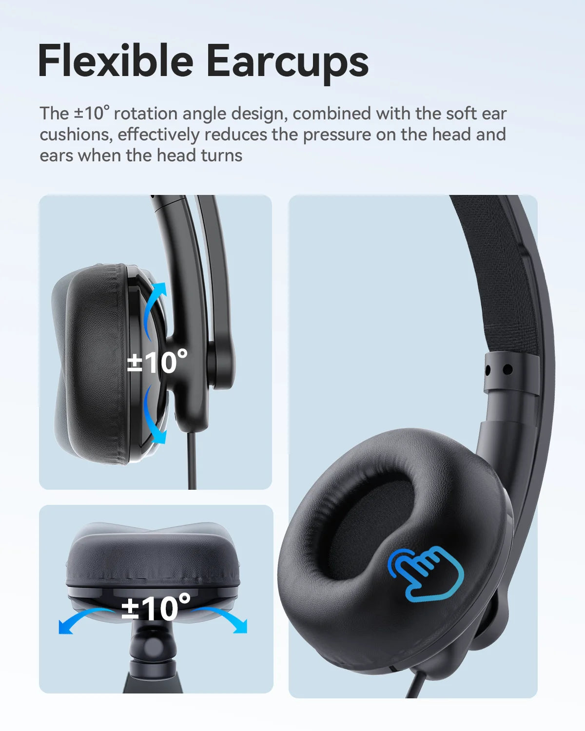 EMEET Kabelgebundenes Headset mit Mikrofon, Callcenter USB-Kopfhörer, ENC-Geräuschunterdrückung, Office-Kabel-Kopfhörer für Telefon/PC-Computer