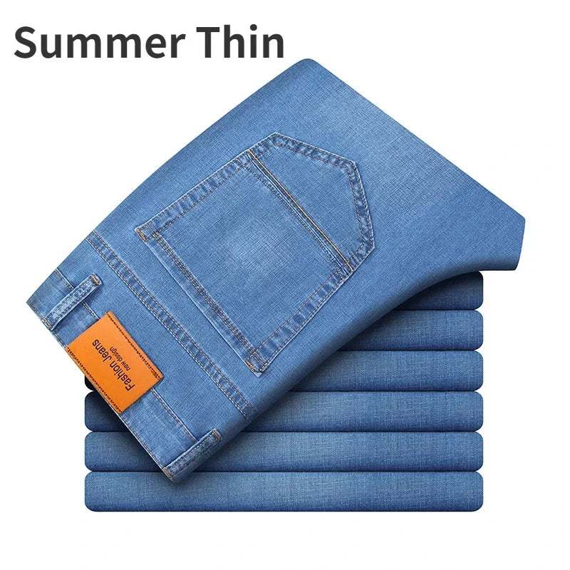Herrenhose Büro Business Jeans Herren Klassische Blau Schwarz Baumwolle Stretch Straight Denim Hose Herren Marken Hosen