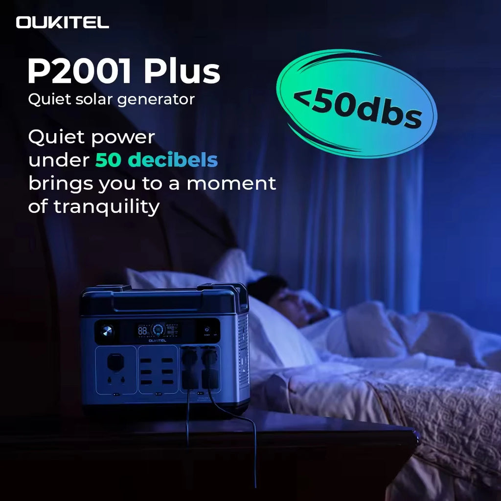 OUKITEL P2001E Plus Tragbare Powerstation 2400W Ausgangsleistung 2048Wh Kapazität LiFePO4 Familie Outdoor Camping Notstromversorgung