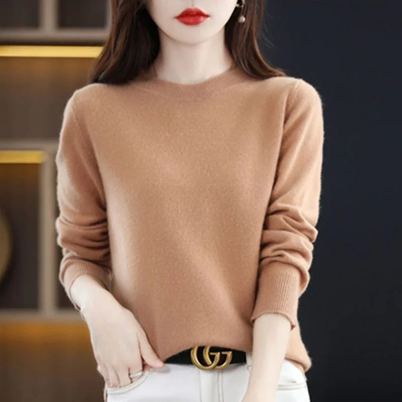Neuer Damenpullover O-Ausschnitt Herbst Winter Basic Pullover Warm Lässig Pulls Jumper Koreanische Mode Frühling Strickwaren Bottoming Shirt