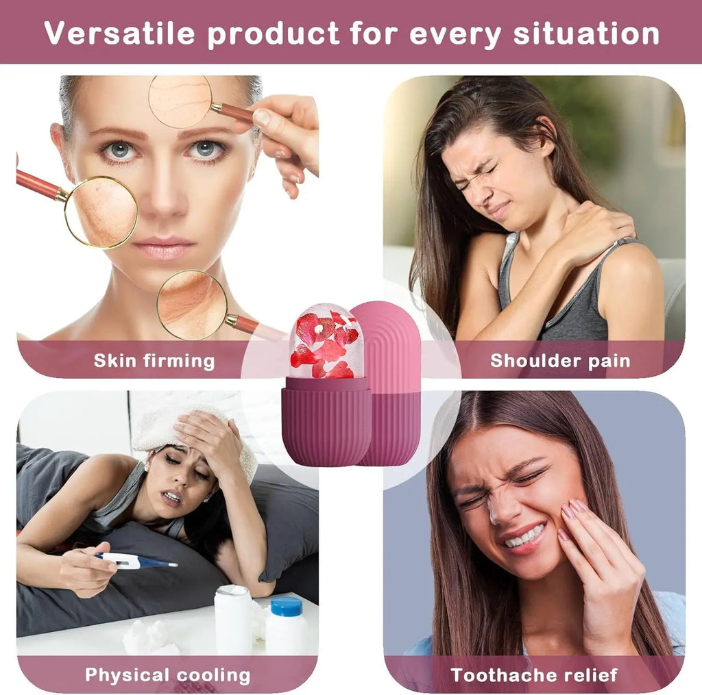 Silikon Eisroller zum Konturieren und Verkleinern der Poren, Entfernen von Augenringen, Massage der Haut, Schönheitsgesichtsroller für Augen, Hals, Pflegewerkzeug