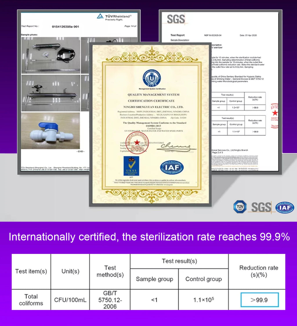 ALTHY UV-Ultraviolett-Wassersterilisator Wasseraufbereitungssystem Desinfektionslampe + Durchflussschaltersteuerung Edelstahl 1 GPM