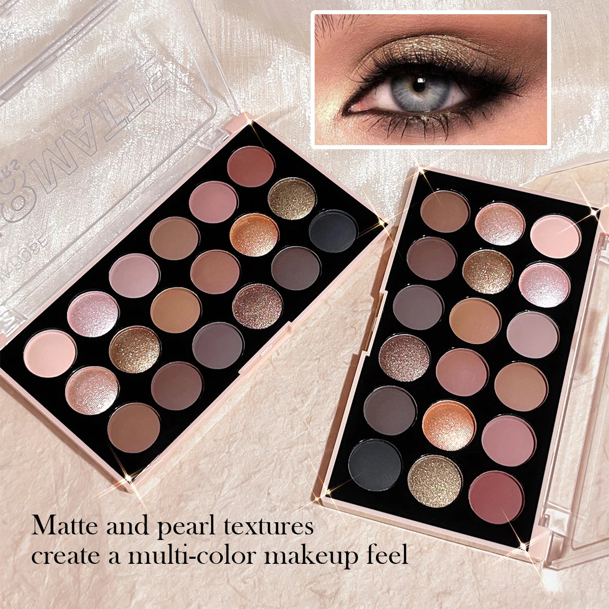 18-Farben-Lidschatten-Palette – Perlglanz, Matt, feiner Schimmer, Glitzer, Erdtöne, langanhaltend, hochpigmentiert