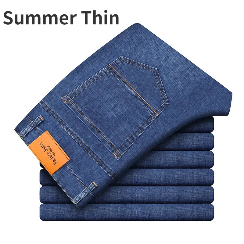 Herrenhose Büro Business Jeans Herren Klassische Blau Schwarz Baumwolle Stretch Straight Denim Hose Herren Marken Hosen