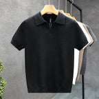 2026 Herren Sommer Poloshirt Koreanischer Stil Slim Fit Knitterarm Kragen Unifarben T-Shirts Freizeit Dünne Ärmel Trendige Strickoberteile