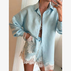 Damen Anzug mit Revers, langen Ärmeln, chic, einreihig, weites Bein, lange Hose, Sets 2026, lässiges, lockeres Outfit für den Alltag