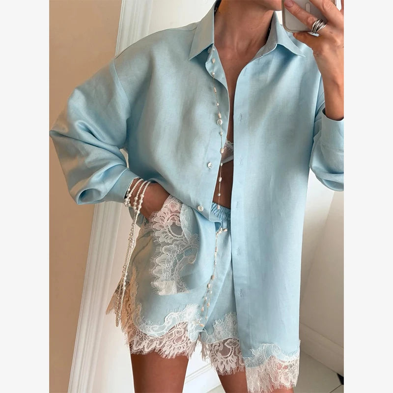Damen Anzug mit Revers, langen Ärmeln, chic, einreihig, weites Bein, lange Hose, Sets 2026, lässiges, lockeres Outfit für den Alltag