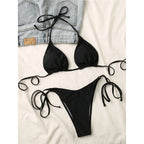7 Farben Neckholder Brasilianischer Bikini Damen Bademode Weiblicher Badeanzug Zweiteiliges Bikini-Set Gepolsterter Badeanzug Damen V3536
