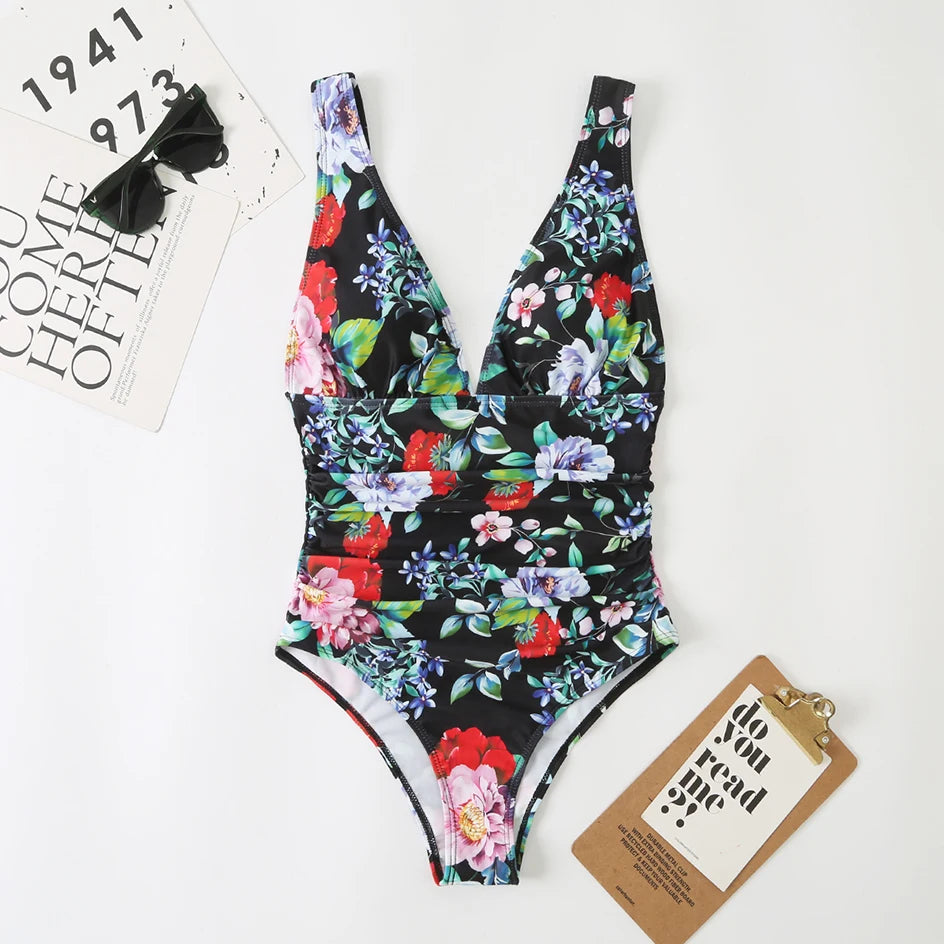 Sexy Bademode Damen Tiefer V-Ausschnitt Einteiliger Badeanzug 2026 Neuer Damen Badeanzug Damen Bodysuit Schwimmen für Strandbekleidung Monokini