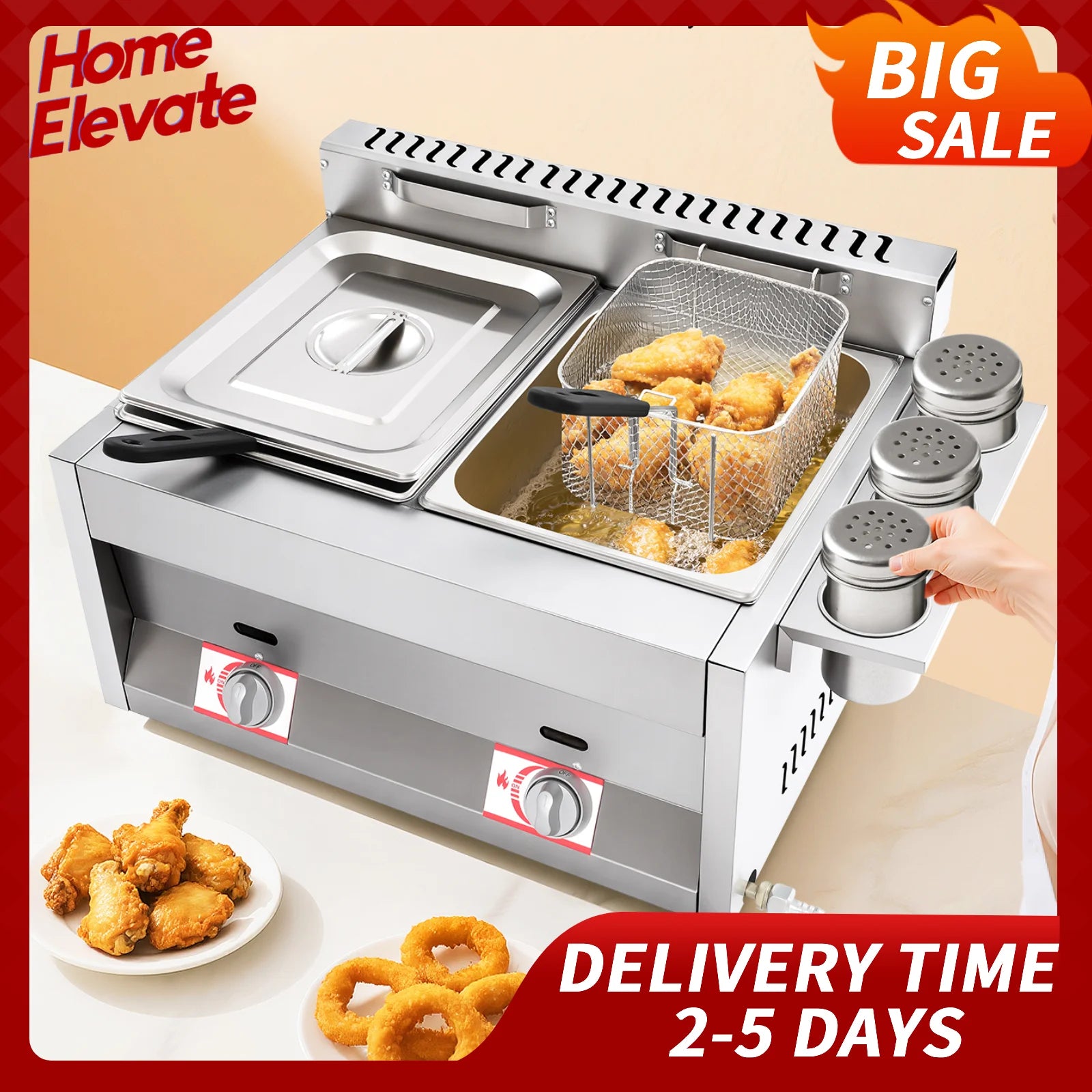 Dual Tank Commercial Gas Deep Fryer Stainless Steel 2x6L Capacity 50-380°C Temperature Control Restaurant Fast Food Snack Shop Hauptbild